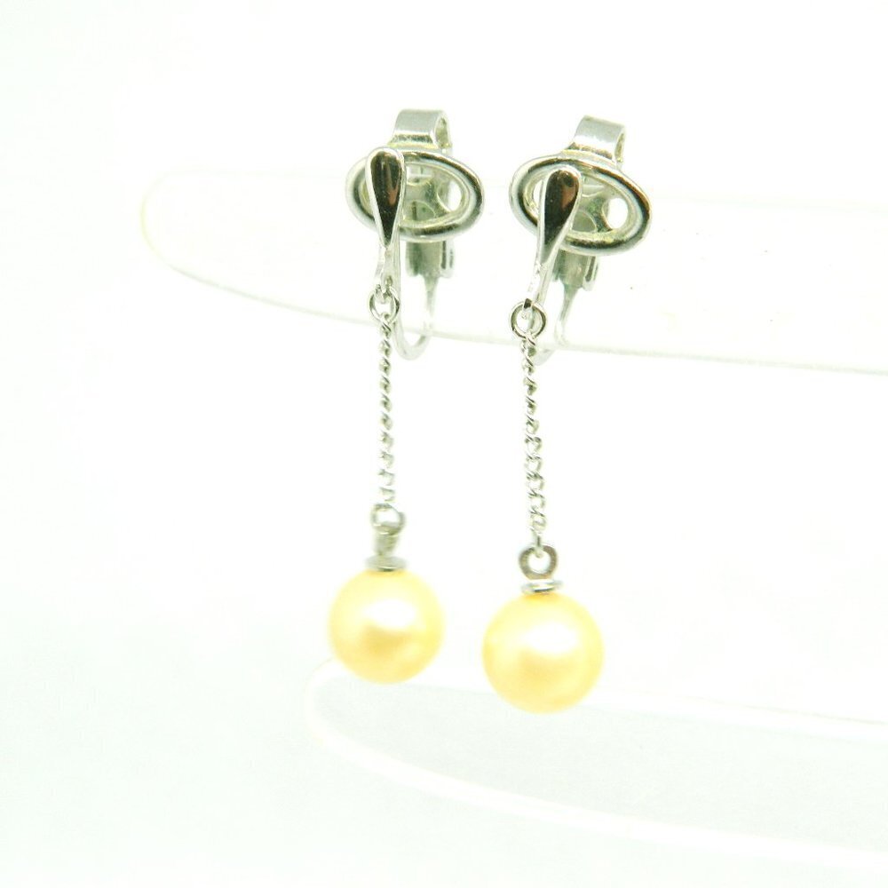 Crown Trifari Faux Pearl Silver Tone Dangle